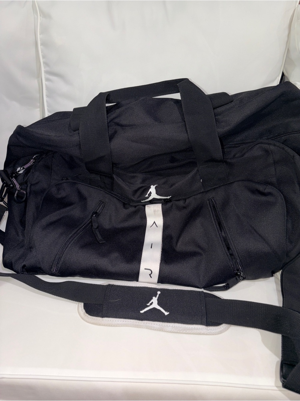Jordan Black Duffel with White AIR Stripe